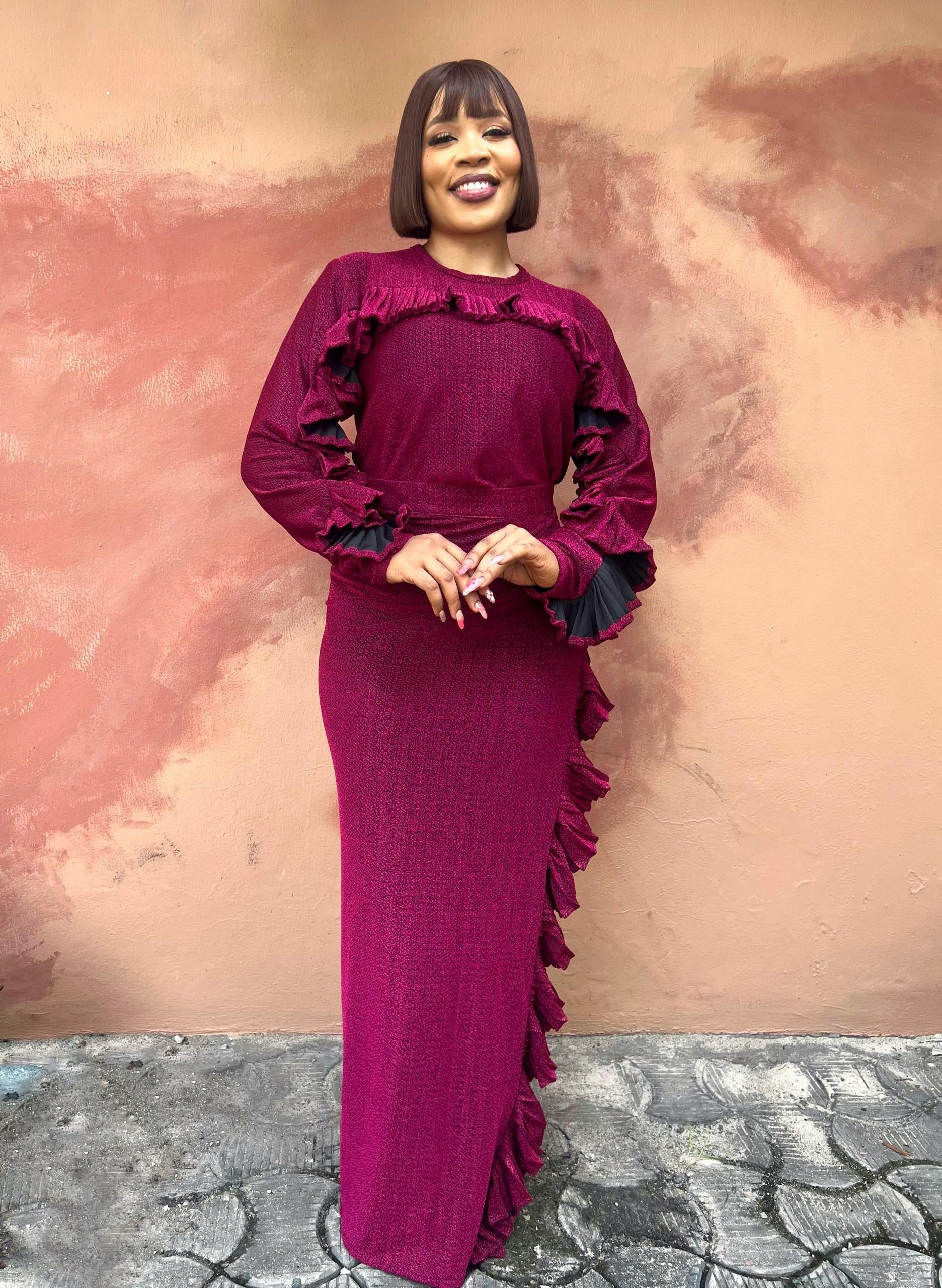 Shimmery Iro & Buba with Accordion Pleat Details