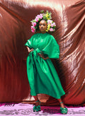 Gathered Silk Taffeta Dress