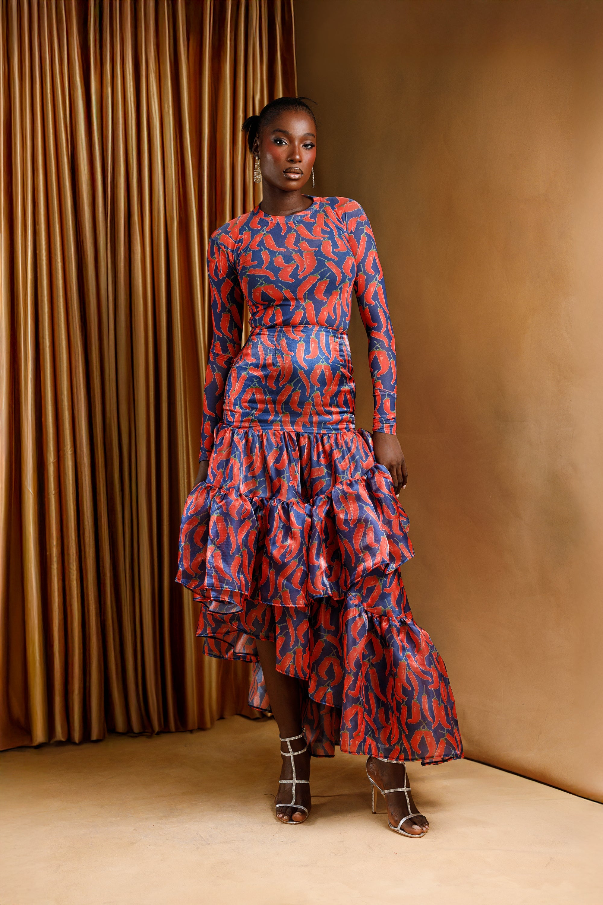 Paprika Ruffle Organza Skirt