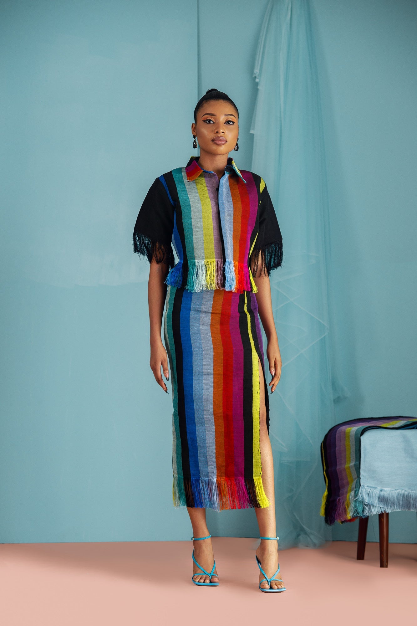 Jola multicolored handwoven skirt