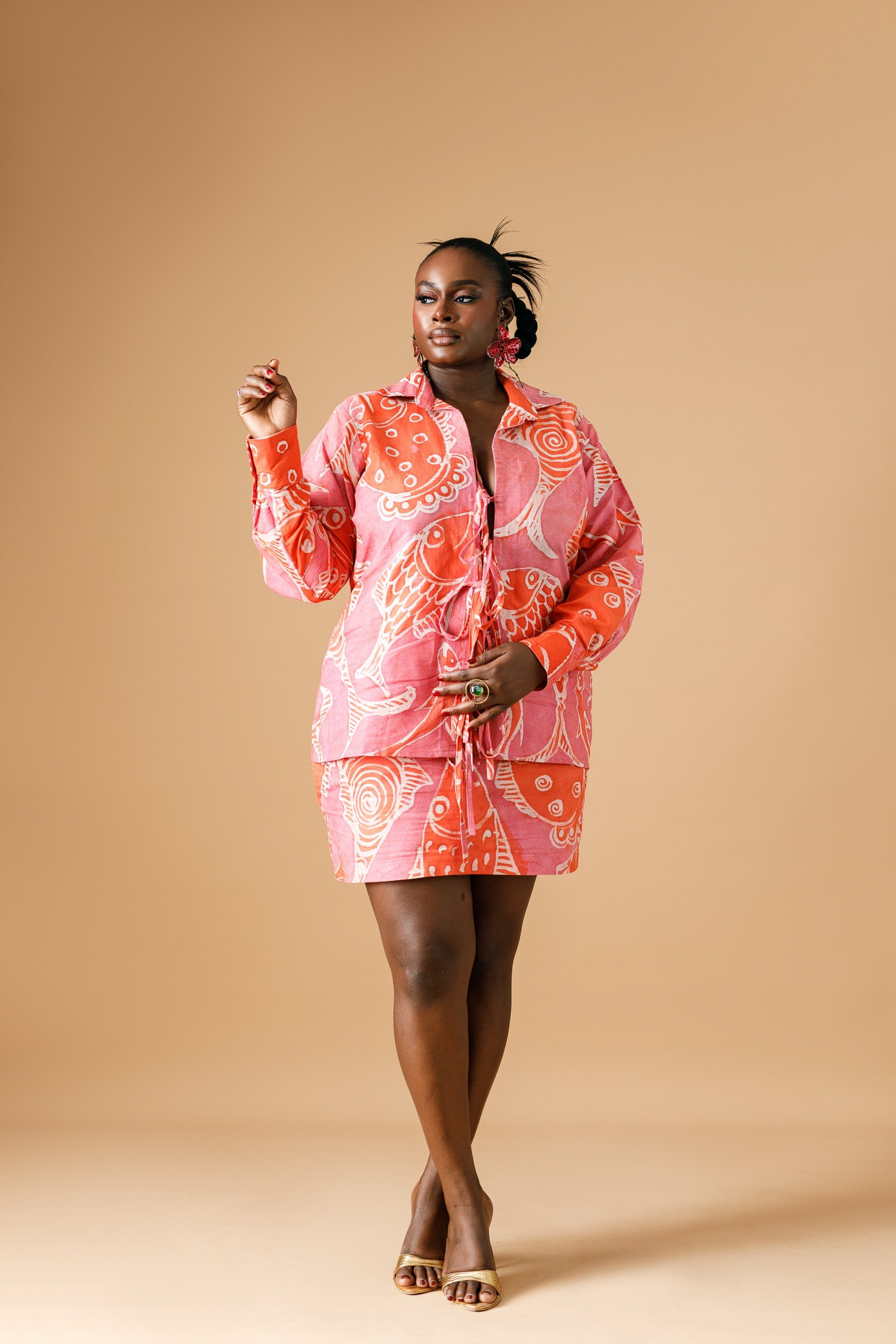 Teni Batik Skirt Set (Fish-in-the-Sea Print)