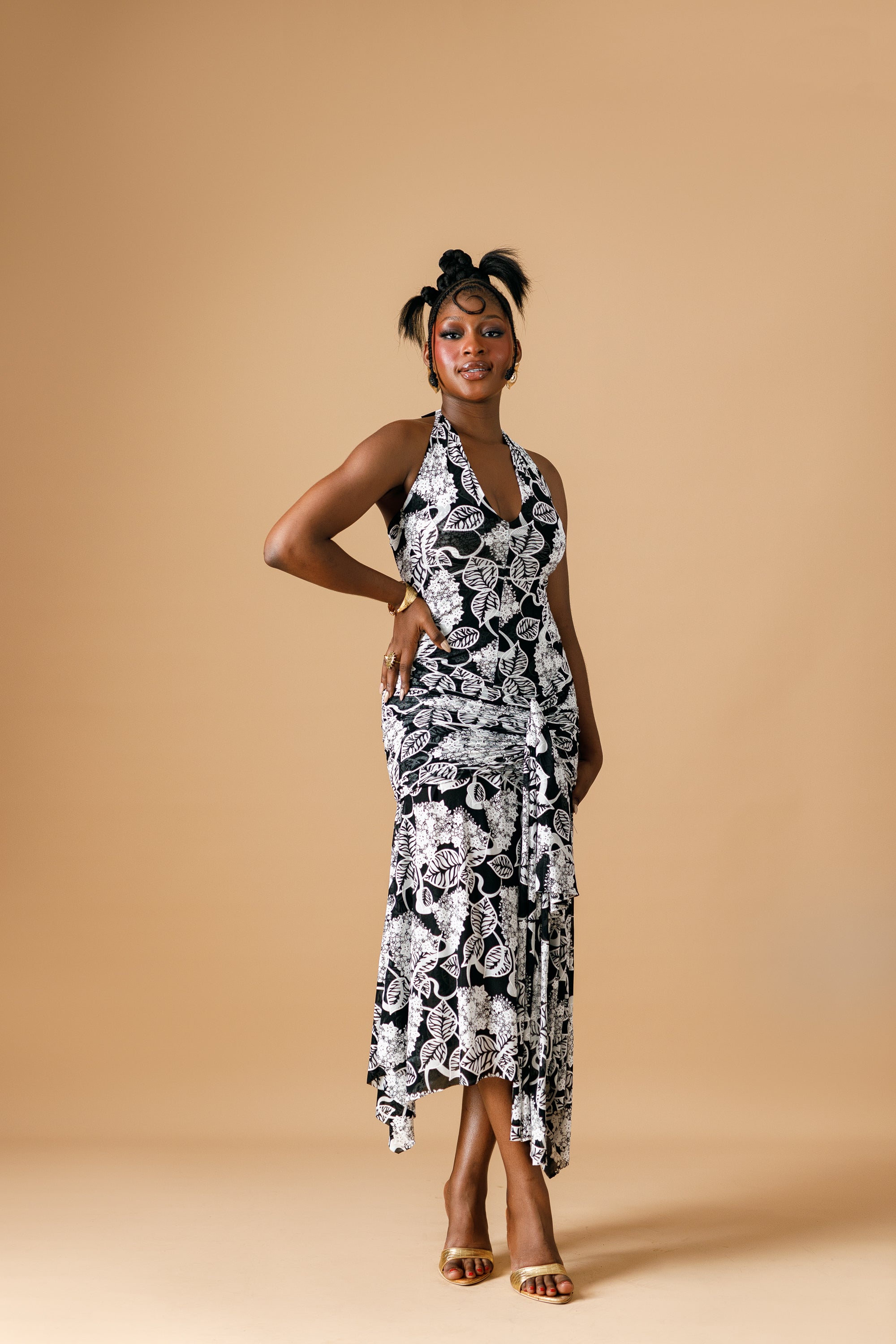 Floral Halter Mesh Dress