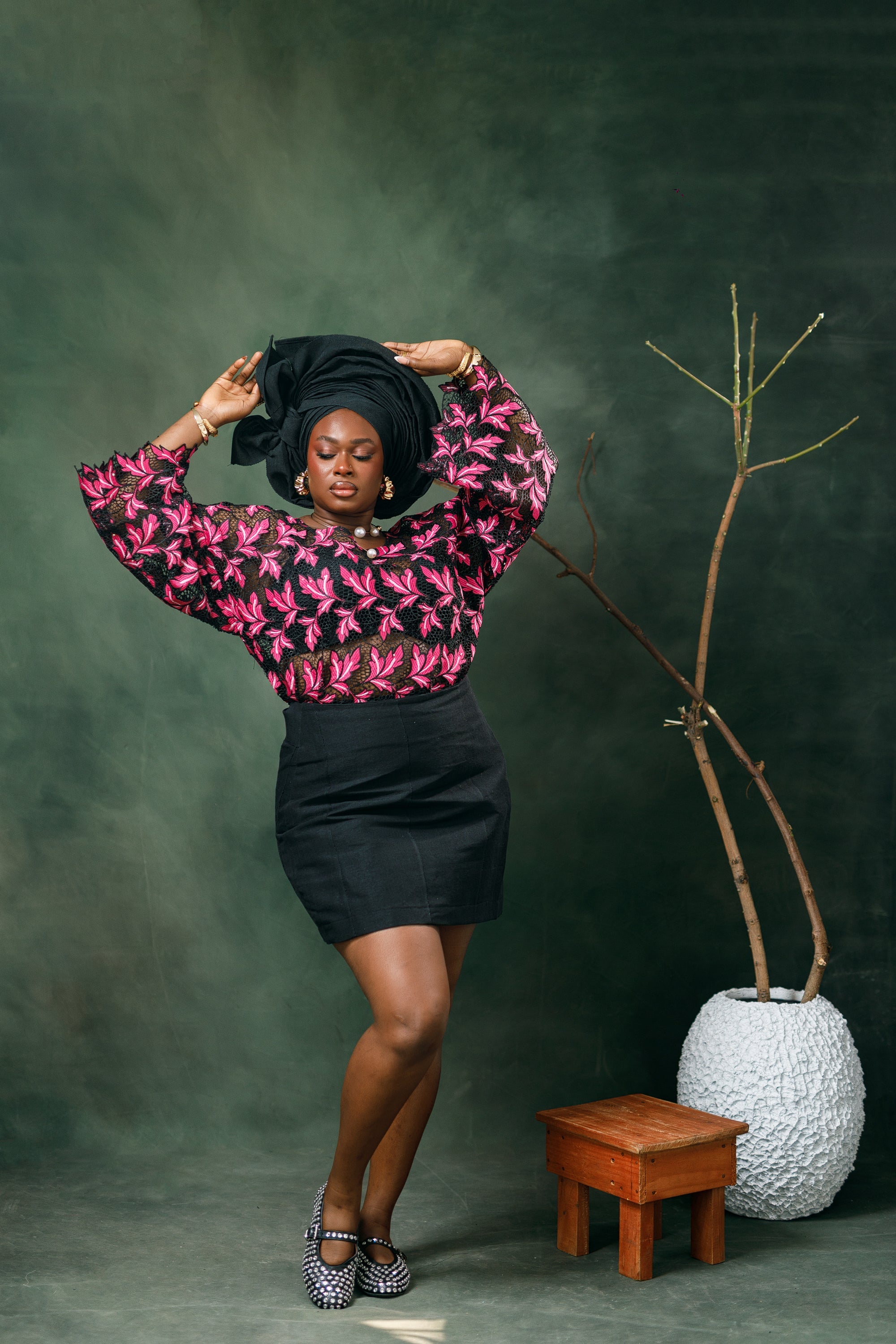 Sisi Lace Buba & Mini Aso Oke Skirt Wrapper