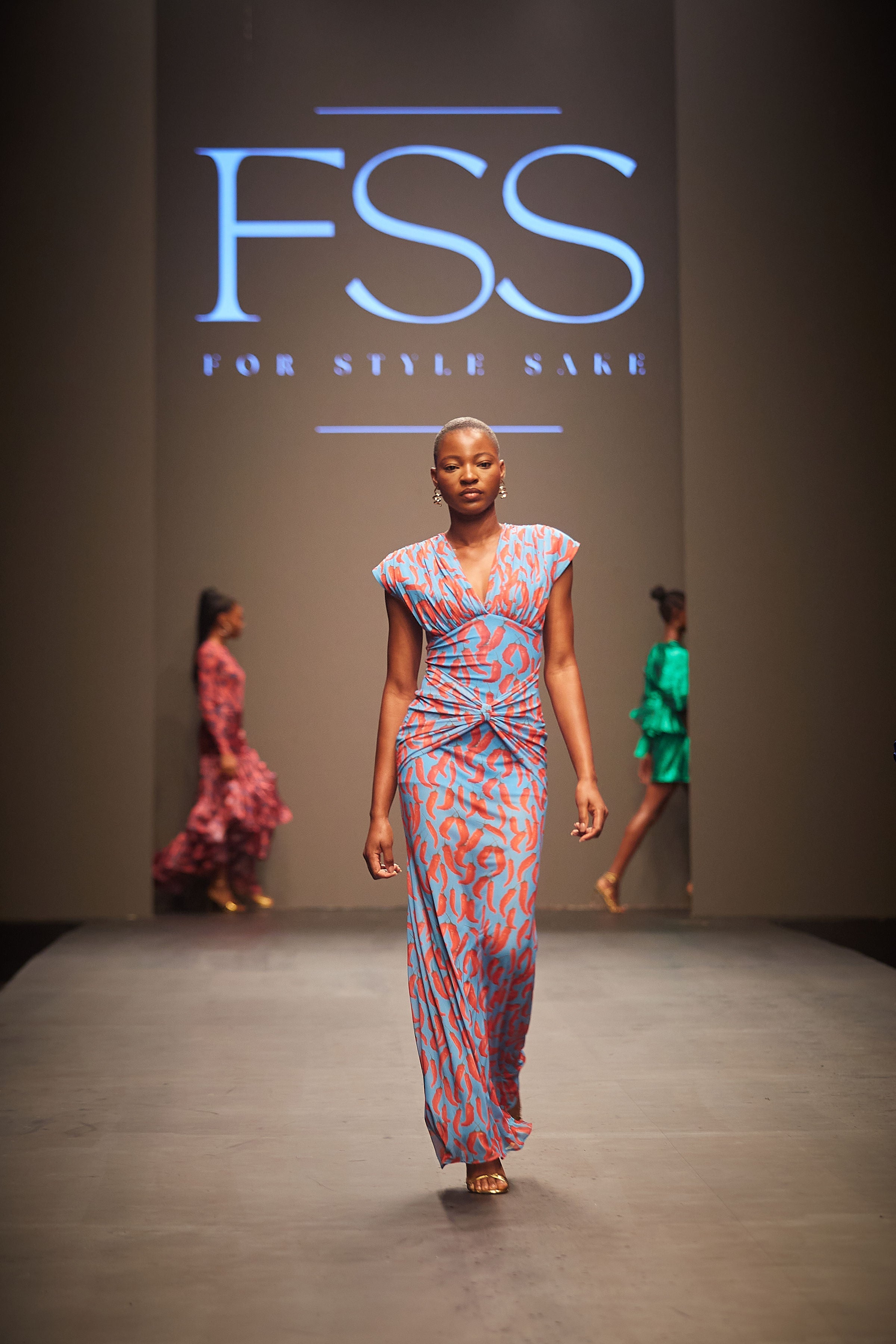 Paprika Draped Mesh Dress